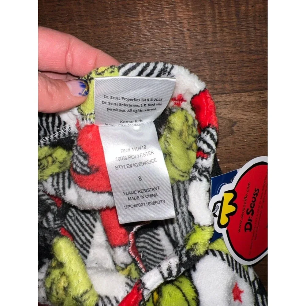 Komar Kids Grinch Plaid Fleece Pajama Pants - Green, Red, Black, White